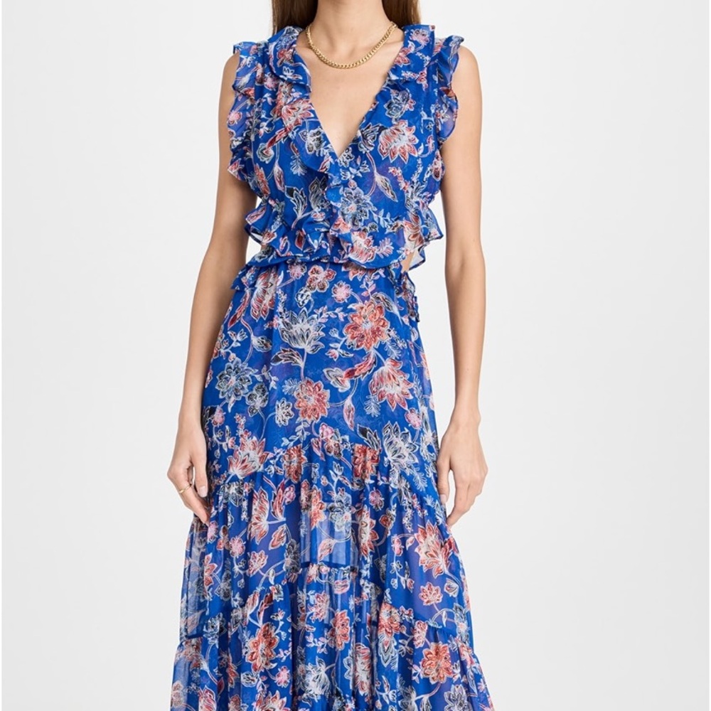 $395 MISA Natasha Floral Cutout Maxi Dress